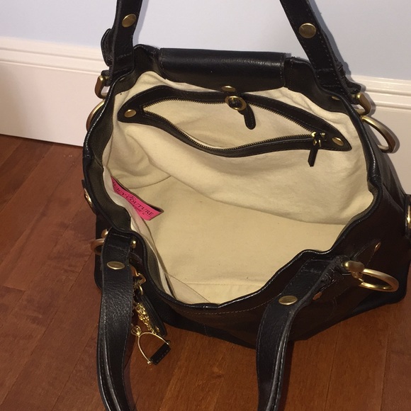 JUICY COUTURE real black leather bag with gold - Picture 3 of 8